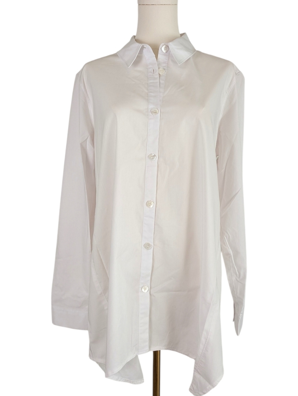Premise White Long-Sleeve Button Down Shirt Cotton Blend Size L